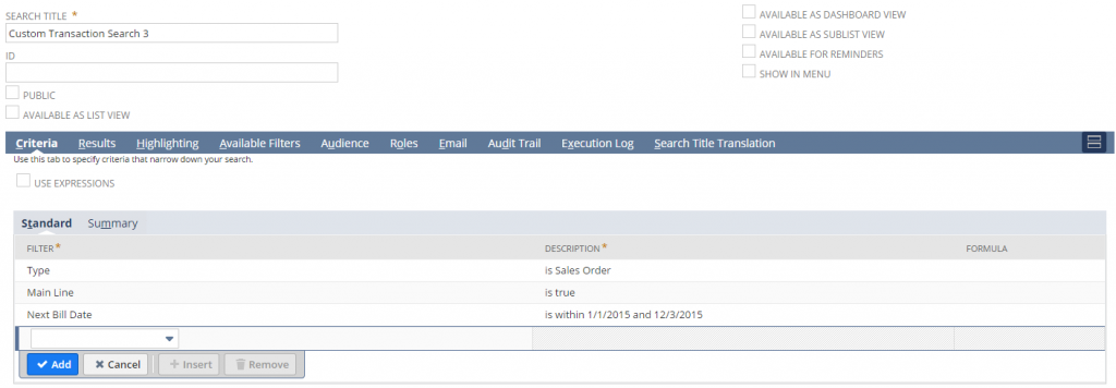 Saved Transaction Search   NetSuite  Wolfe Electronics